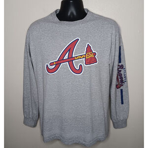 Vintage Atlanta Braves Adult Medium MLB T-shirt Gray L/S Tee Alstyle Apparel